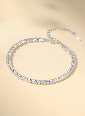 潮宏基双层银手链S925银饰