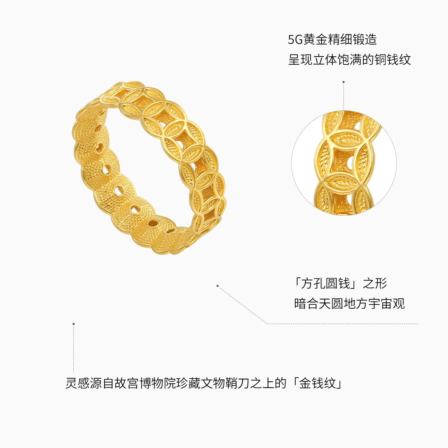 Chao Acer Intangible Cultural Heritage Filigree Square Gold Ring Pure Gold Ring Hand Decoration 5G Gold Copper Coin Premium Birthday Porphyrin