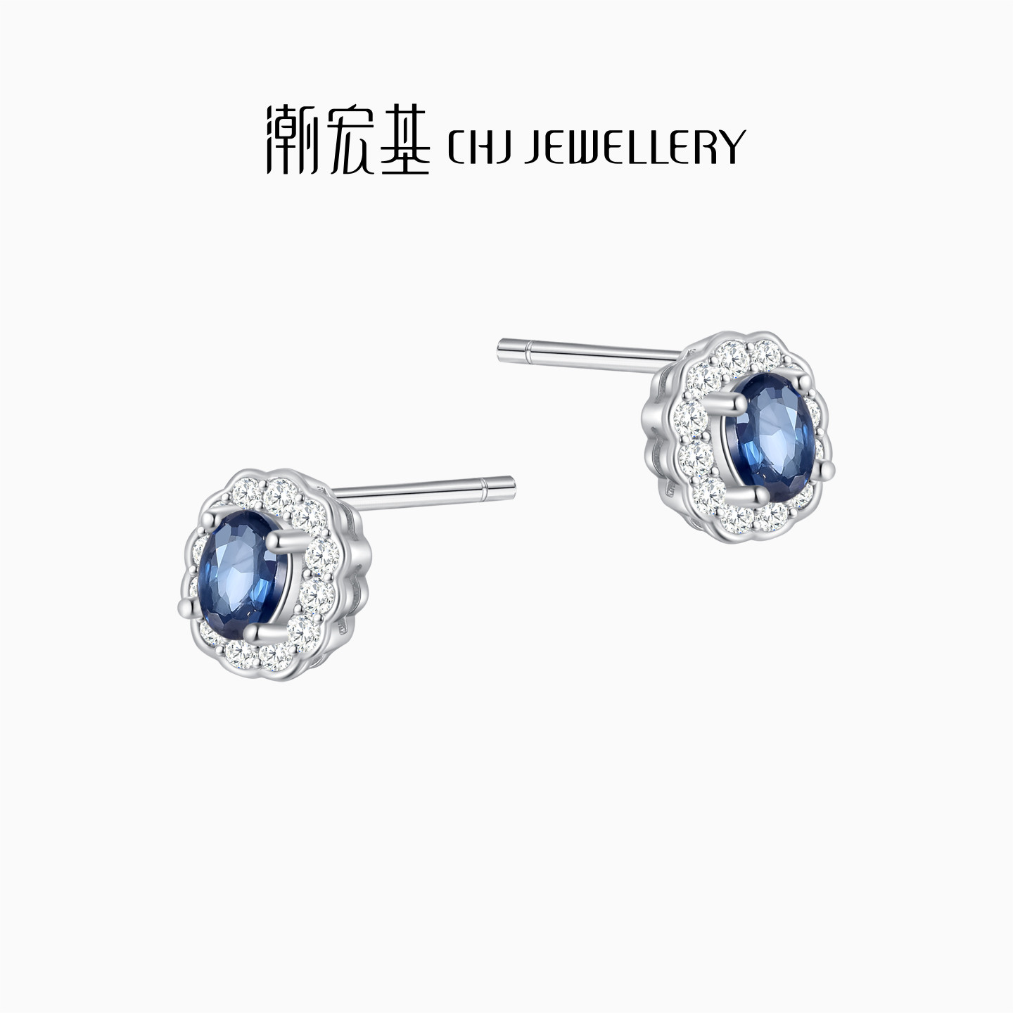 潮宏基追光s925银蓝宝石耳钉银饰耳饰礼物高级送女友妈妈礼物,淘宝优惠券,粉丝福利购,淘宝优惠卷