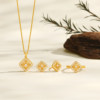 Chao Acer Flower Charm Sihe Ruyi Gold Diamond Necklace Ring Earrings Pure Gold Set Inlaid Birthday Gift