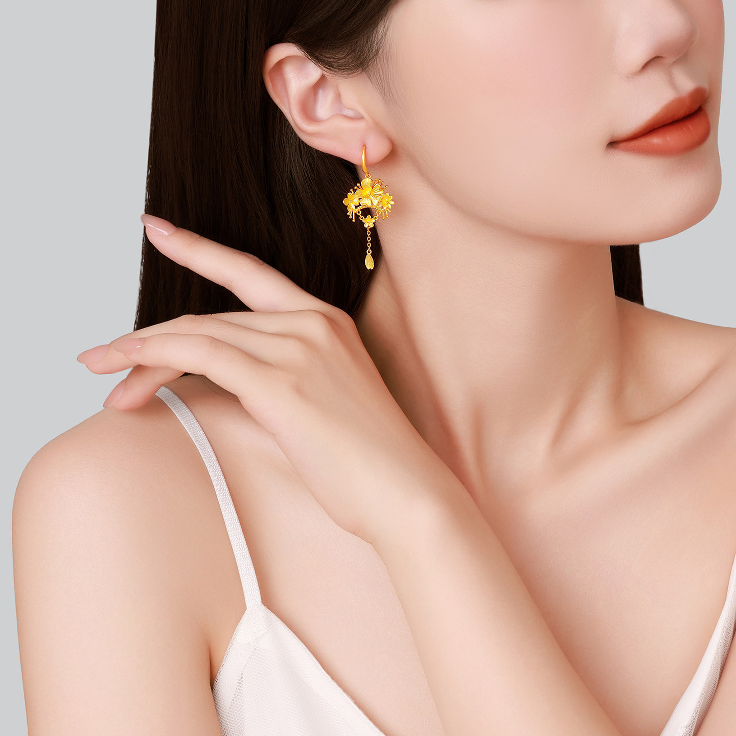 潮宏基足金耳饰黄金耳钩耳环新中式三金婚庆结婚礼物情人节 计价,淘宝优惠券,粉丝福利购,淘宝优惠卷