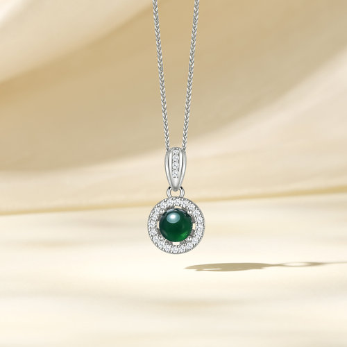 潮宏基追光s925银项链银饰翡翠冰种坠链颈饰礼物葫芦送妈妈礼物女 - 图1