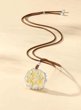 潮宏基牡丹足银项链银饰套链坠链