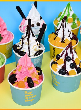 仿真圣代冰淇淋模型食品模具KFC水果圣代杯道具冻酸奶冰激凌样品