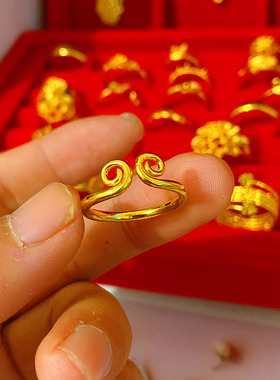 包邮送戒指越南沙金开口可调节