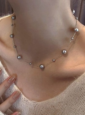 灰色满天星珍珠项链轻奢小众高级