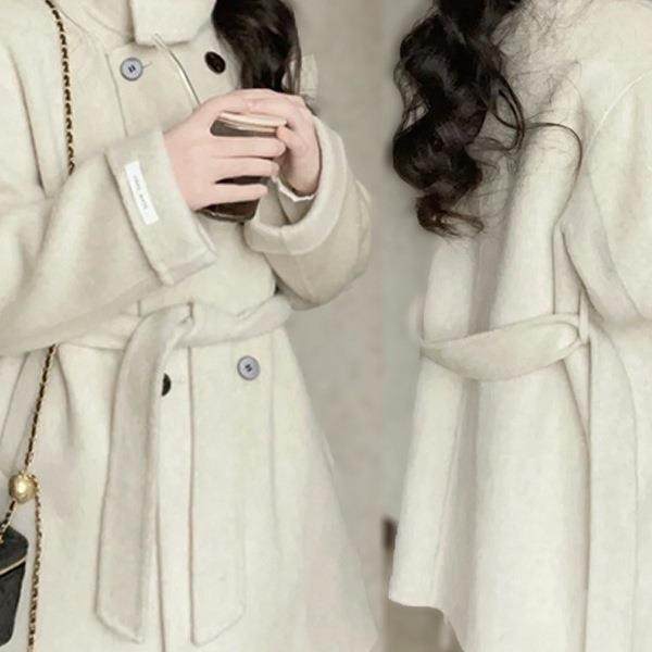 中长呢子大衣女毛呢外套围巾领秋冬季新款小个子感赫本风加厚笙陇,淘宝优惠券,粉丝福利购,淘宝优惠卷