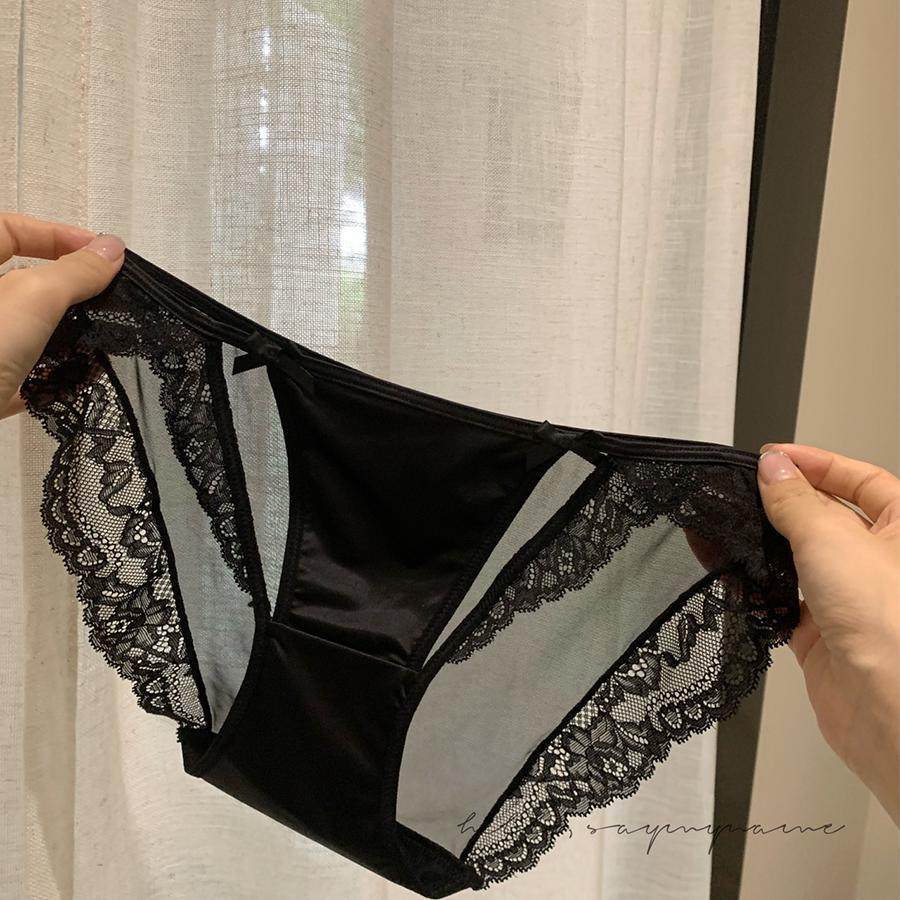 2025新款性感纯欲诱惑高级缎面网纱镂空低腰半包臀内裤女裆纯棉,淘宝优惠券,粉丝福利购,淘宝优惠卷