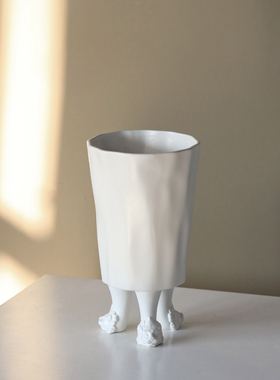 法式轻奢白色陶瓷花瓶艺术感插花摆件玄关客厅餐桌装饰花器高级感