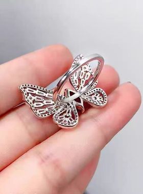 复古轻奢红宝石蝴蝶戒指