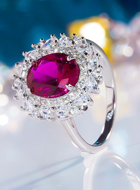 chin时尚红宝石钻戒气质
