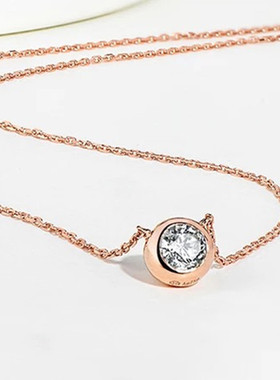 玫瑰金黄金米奇耳朵锁骨链