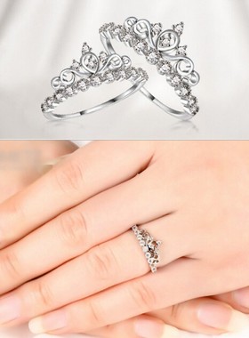 纯银莫桑石女王风加冕戒指