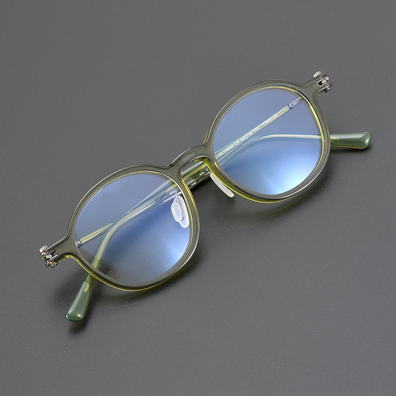 匠心手造TAVAT同款RLT5883板材纯钛时尚男女复古椭圆近视眼镜框架 - 图2