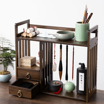 Nanzhu Bou Ancient Shelf Creative Text room Four Treasure containing frame Brush Rack Three Layers of Brush Holder shelf Multi-functional Case Head Jane about large number Bogu frame solid wood placing pen holder Book room Tabletop Pendulum piece