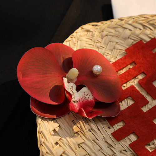 新娘晨袍拍照喜扇手摇扇芭蕉团扇拍道具结婚手拿蒲扇喜字草编扇子 - 图1