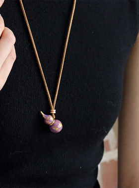 原创新中式复古简约葫芦吊坠毛衣链时尚百搭高级感长款国风项链女