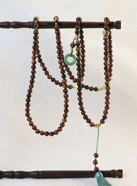 新中式复古串珠斜挎链中国风高级感小众转运佛珠项链长款流苏旗袍