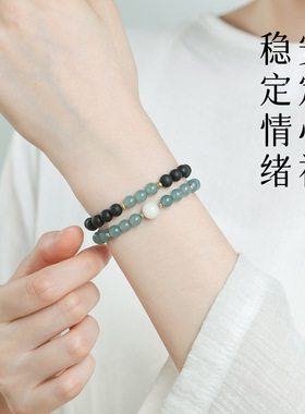 抖音爆款天然降真香手串气质国风木质文玩双圈转运手链轻奢高级感