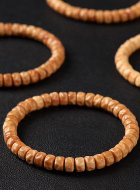 国潮龙脊菩提雕刻无相精工直切药片珠老料龙脊文玩单圈素圈女手串