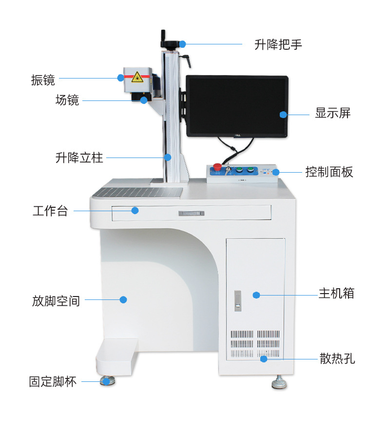 激光打标机20/30W光纤激光雕刻机金属雕刻铭牌塑料打码刻字雕刻机