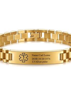 新款欧美跨境10MM弯牌不锈钢表带刻字手镯时尚个性手链可激光Logo