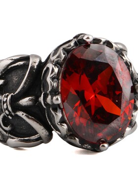 新款欧美时尚复古简约镶钻潮男暗黑哥特不锈钢戒指个性嘻哈百搭女