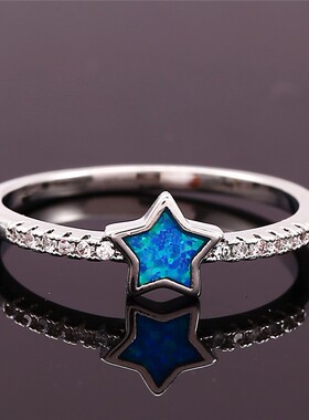 新款跨境星星澳宝戒指黄金 白金简约五角星指环厂家