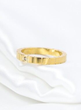 新款厂家 3MM简约镶钻方形对称光面不锈钢钛钢戒指指环时尚百搭女