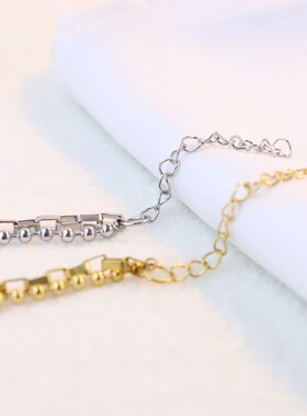 新款亚马逊简约爱心手链双层不锈钢光面圆牌激光可Logo手链女