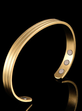 欧美风镀金开口保健磁疗现货手环