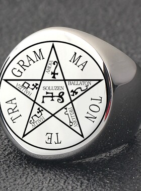 新款欧美跨境热卖22MM圆形简约神秘学男士戒指复古时尚个性潮流