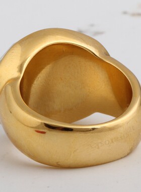 新款厂家 欧美简约时尚戒指U型镶钻18K金钛钢戒指不锈钢戒指