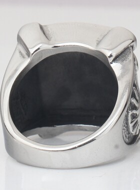 新款厂家 欧美时尚个性复古男士共济会Logo不锈钢钛钢戒指指环Ins