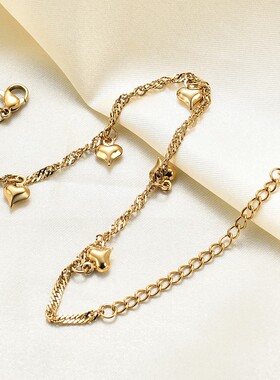 新款欧美跨境网红同款简约爱心17+5 18K金不锈钢手链学生百搭热卖