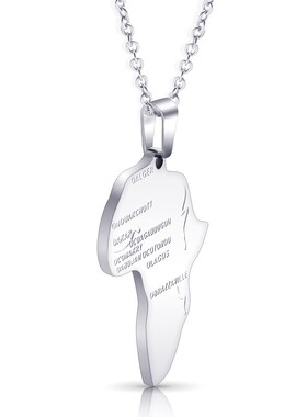 新款欧美热卖不锈钢个性非洲地图嘻哈HapHop吊坠项链钛钢百搭夸张