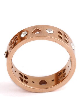 新款欧美6MM四叶草爱心简约镂空镶钻情侣戒指 304不锈钢钛钢戒指