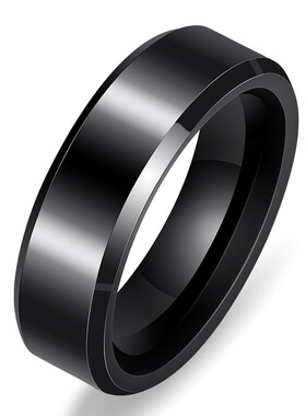 新款欧美亚马逊热卖黑白陶瓷6MM戒指光面时尚男女潮流情侣学生对