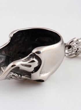 新款欧美时尚摇滚嘻哈万圣节朋克个性项链 复古骷髅头吊坠项链ins