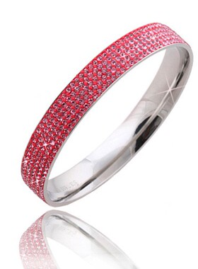 新款厂家 欧美时尚镶捷克钻五排OL女式精美简约65MM手镯手环百搭