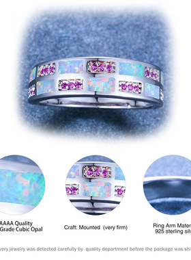 配饰小方块欧泊玫红色戒指