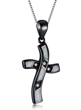 锁骨链欧泊十字架吊坠