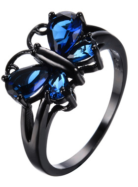 欧美风小动物炫彩蝴蝶戒指新品