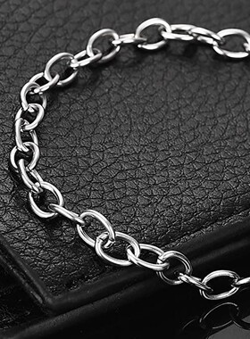 新款欧美ins网红个性手链嘻哈Rap朋克简约百搭不锈钢十字链OT扣