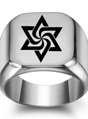 新款欧美个性风潮钛钢戒指18MM幸运风车方形光身指环饰品
