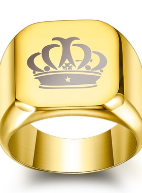 新款欧美18MM皇冠钛钢戒指不锈钢简约个性激光镭射情侣戒指对戒可