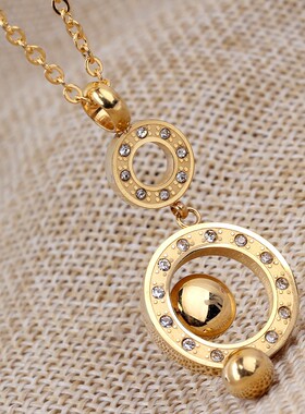 新款欧美跨境 女镂空长条圆形18K金时尚水晶风铃锁骨女项链毛衣链