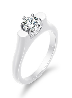 欧美风纳米钛钢镶锆石陶瓷戒指