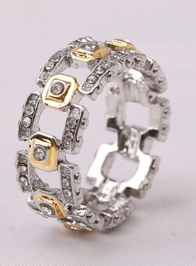 新款跨境亚马逊戒指合金简约镶锆石时尚潮流指环戒指个性热卖