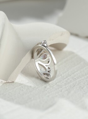 新款跨境时尚S925白色澳宝皇冠戒指女式气质百搭指环